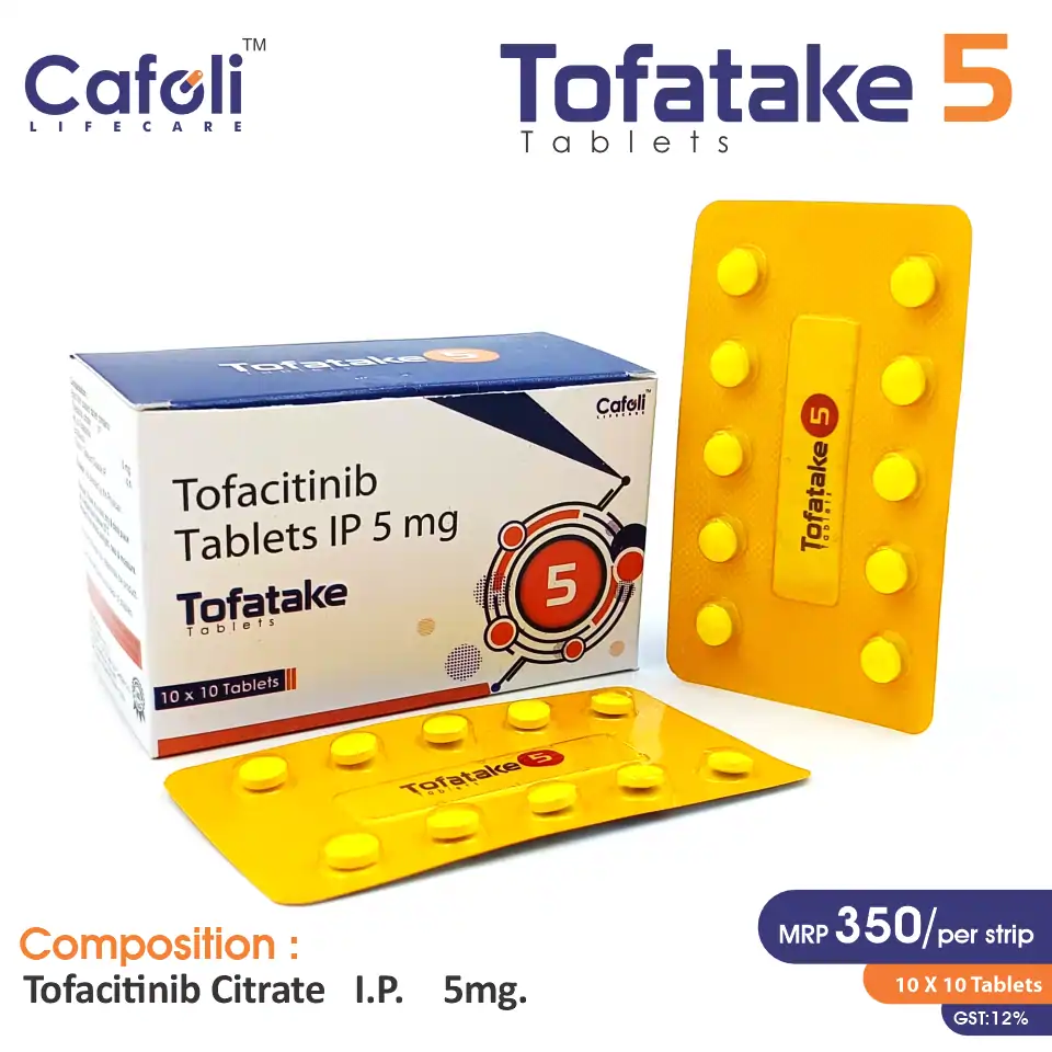 Tofacitinib (5mg) Tablet at the best price in PCD Pharma Franchise for Janus Kinase Inhibitor and Rheumatoid Arthritis Treatment.